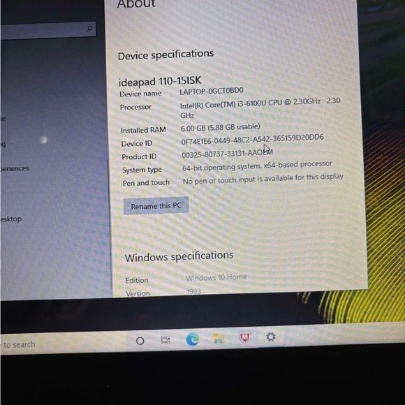 Lenovo Sleek Black Laptop